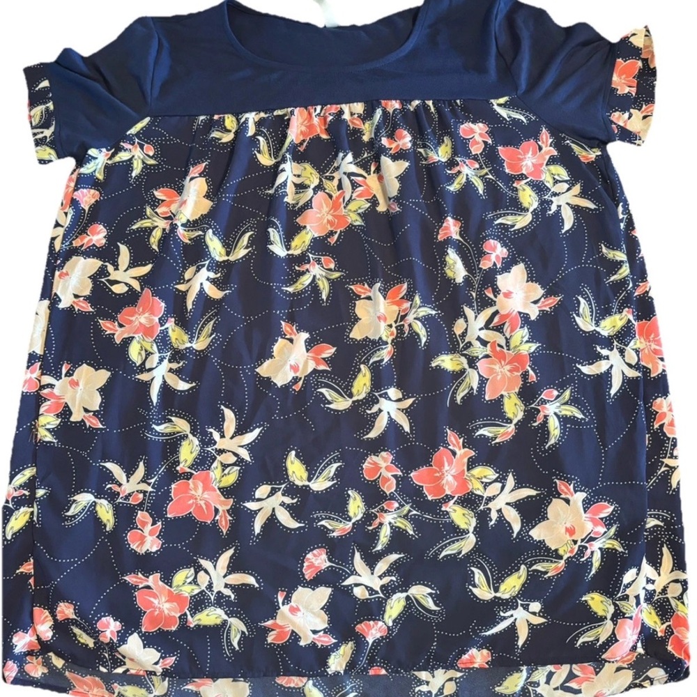 NY Collection B Navy Floral Kids Blouse